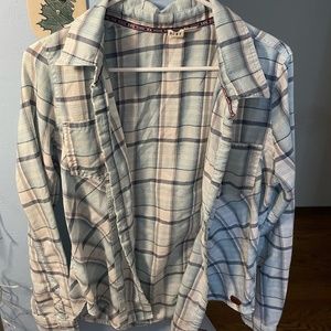 Roxy Plaid Button Down Light Blue Medium